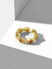 MOTF PREMIUM 18K GOLD PLATED DIAMOND RHOMBUS SINGLE RING - Orange - View 6