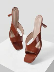 Mnmlis Giày sandal cao gót hở gót thời trang nữ, thích hợp cho sinh hoạt hàng ngày, dự tiệc, nghỉ mát. - Lạc đà - Xem 5