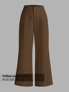 Firerie Pantalones anchos y sueltos con vuelo, elegantes y de talla grande, adecuados para primavera/verano - Café integral - Ver 1