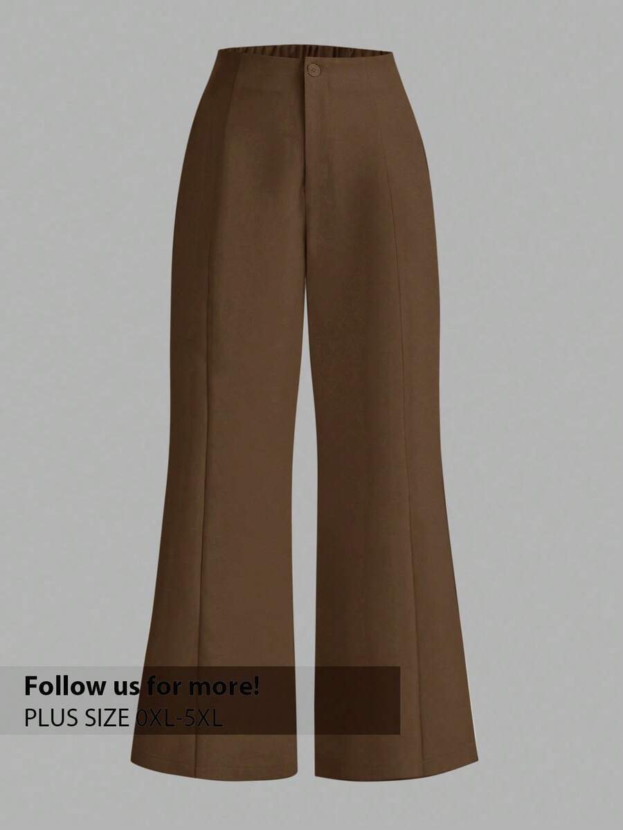Firerie Pantalones anchos y sueltos con vuelo, elegantes y de talla grande, adecuados para primavera/verano - Café integral - Ver 1