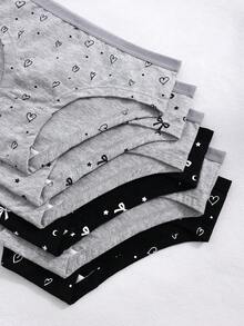 7条/包 女童爱心、星星、线条印花卡通可爱时尚内裤，适合大龄女孩 - 彩色 - 查看 5