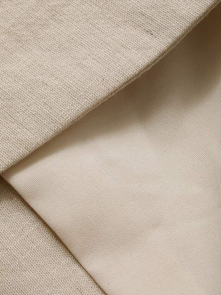 Beige Solid Color Casual Suit Set For Men, Spring/Autumn