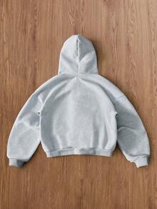 TOKVUE Men's Casual Hooded Cardigan, Structural Design With Graphic Print, Suitable For Daily Wear, Outings, School, Gatherings, Music Festivals