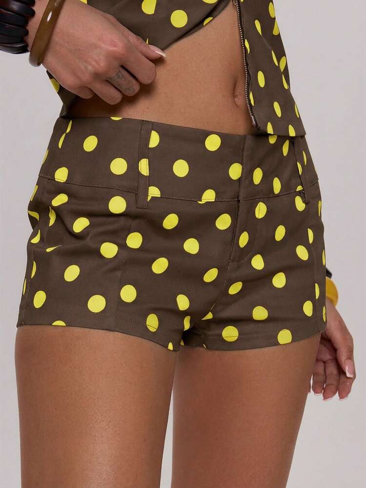 MUSERA Quần short siêu ngắn chấm bi tương phản, gợi cảm, dễ thương, thích hợp cho kỳ nghỉ, du lịch, tiệc tùng mùa hè. - màu nâu - Xem 5