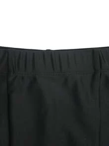 Manfinity KASUA 男士修身休闲条纹及膝泳裤 - 黑色 - 查看 5