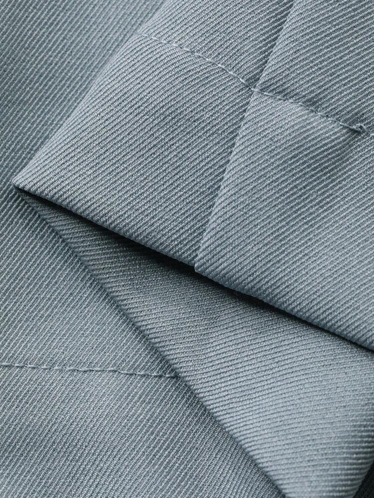 Spring Solid Haze Blue Business Casual Men's Suit Pants