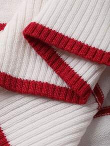 Dazy Plus 纯色 Polo 领修身短袖针织衫，春夏秋季 - 紅白色 - 查看 3