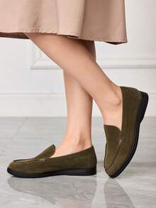 Sleekvia Women's Casual Versatile Flat Loafers Valentine's Day - Dark Green - View 3