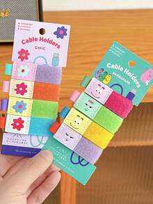 Joivida 4Pcs Cute Cartoon Magic Tape Cable Ties – Multi-Use Organizer For PC & Earphone Wires - Multicolor - View 10