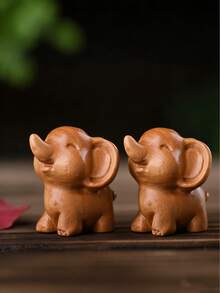Madebyblanc Hand-Carved Chinese Cypress Wood Elephant Figurine, Auspicious "Elephant Facing Heaven" Sculpture For Wealth And Good Luck, Solid Wood Decorative Car Ornament Or Desk Decor, Exquisite Craftsmanship With Natural Wood Grain, Wooden Elephant Figurine Hand Carved Solid Wood Desktop Ornament Home Office Decor Natural Grain Collectible(The Color Of The Wood Products In Each Batch Is Different, Please Refer To The Actual Object) - Multicolor - View 7