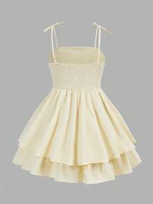 SHEIN 少女优雅编织吊带连衣裙 - 杏色 - 查看 6