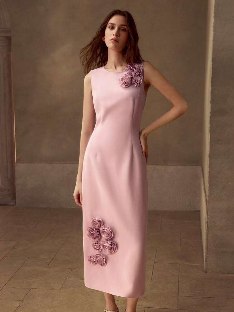 STEREO FLORAL SPLIT DRESS