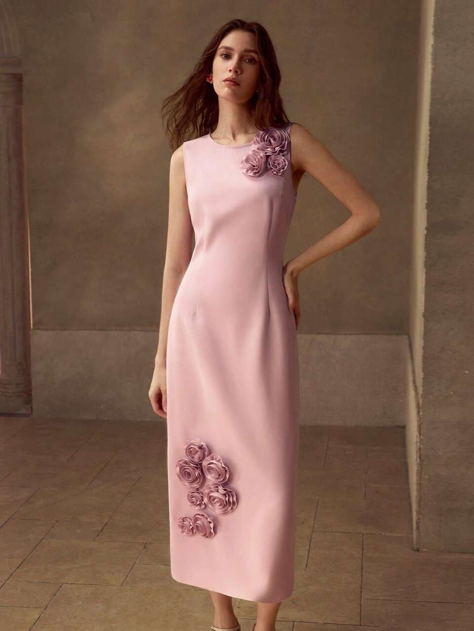 STEREO FLORAL SPLIT DRESS