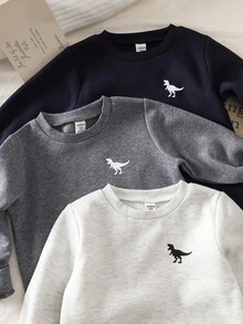 Genkimix Kids 3件套男童新款秋冬活力字母刺绣圆领长袖上衣和裤子套装，寓意深刻的字母刺绣设计，柔软面料，宽松版型，适合日常穿着、上学、外出、度假。 - 彩色 - 查看 5