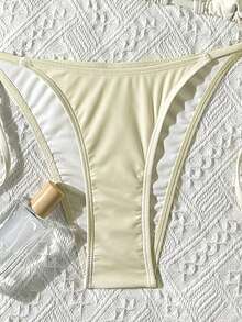 Swim Mod Bộ bikini 3 món in hình quả dứa dành cho nữ + áo khoác ngoài, trang phục đi biển/dự tiệc ngọt ngào và thời trang, mùa xuân/hè. - Màu be - Xem 4