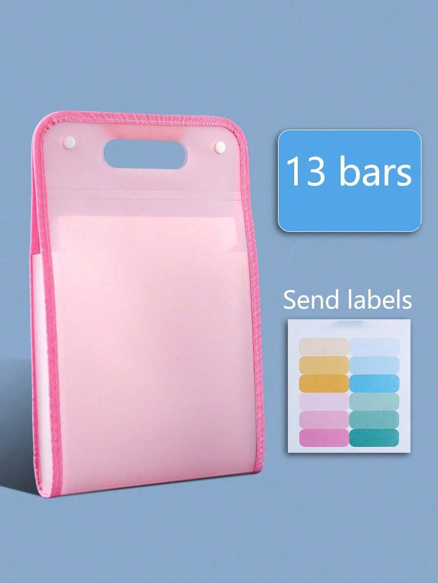 1个便携式文件收纳袋，大容量13层竖式文件袋，PP材质A4文件收纳整理袋，可扩展文件袋，返校季必备，学习用品