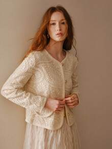 MOTF PREMIUM WOMEN'S HOLLOW OUT BOHEMIAN VACATION CASHEW FLOWER PATTERN COAT - Apricot - View 4