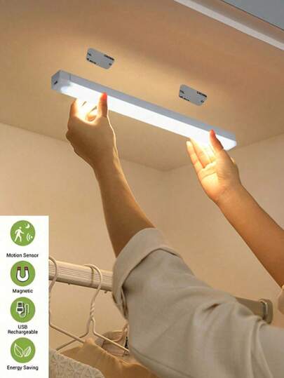 1 st/2 st LED trådlös rörelsesensor skåplampa, magnetisk USB-laddningsbar nattlampa (10/20/30/50 cm), belysning för kök, sovrum, skåp, garderob, trappor, korridor (se videon för installationsguide)