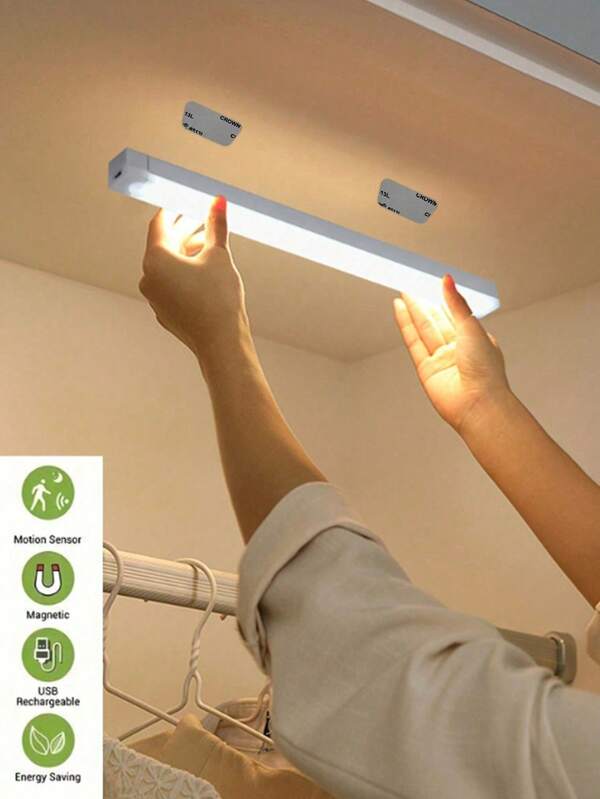 1个/2个LED无线人体感应橱柜灯，磁吸式USB充电夜灯（10/20/30/50厘米），适用于厨房、卧室、橱柜、衣柜、楼梯、走廊等场所（请观看视频了解安装指南）