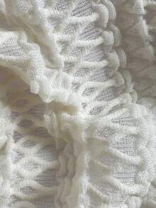 Swim Mod 1件可爱女童针织提花挂脖系带金属装饰泳衣比基尼上衣，夏季假日白色钩针比基尼上衣三角比基尼上衣钩针泳衣上衣白色比基尼上衣贝壳吊坠比基尼夏季海滩度假 - 米色 - 查看 6