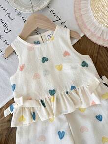 LMoss Kids 2pcs Baby Girl Ditsy Floral Ruffle Trim Top And Loose Fit Pants Set - Multicolor - View 5