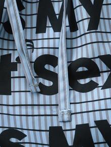 ROMWE MEN Street Life 男士标语条纹印花抽绳腰带口袋短裤 - 彩色 - 查看 6