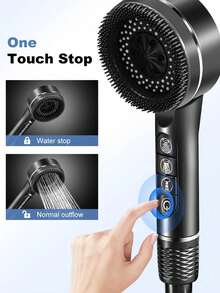 1pc/3pcs High Pressure Shower Head With Filter, Bathroom Handheld Shower Sprayer, Massage Rainfall Showerhead With 1.5m Shower Hose & ABS Holder Set - Black - View 9