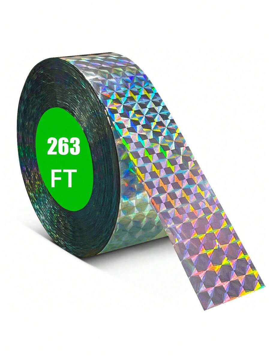 Double-Sided Reflective Bird Scare Tape, Durable Flash Repellent For Orchard, Farm & Pond To Protect Crops & Trees - Baby Blue - View 1