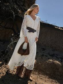 MOTF STUDIO WOMEN'S HOLLOW OUT LONG DRESS, SUMMER VACATION