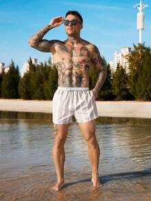 ZELFYO Men's Simple Print Casual Beach Shorts - Multicolor - View 4