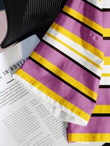 LOONEY TUNES X SHEIN Women's Casual Striped Cartoon Graphic Short Sleeve Cropped T-Shirt, Summer - White - View 5