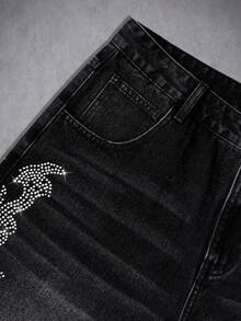 Manfinity Denimwave Men's Summer Casual Washed Distressed Slant Pocket Denim Shorts - Black - View 3