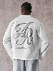 STYNVO 男士休闲字母印花长袖T恤，春秋季 - 白色 - 查看 4