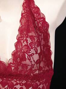 Seduluxe 1件装女士蕾丝无钢圈性感连体衣 - 紅木色 - 查看 7