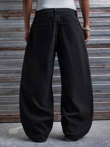 AXEPEAK Men's Washed Rhinestone Embellished Fashion Pants - Black - View 2