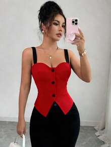 GlowEve Summer New High-End Design Sexy Casual Elegant Fashionable Button Cardigan Fitted Waist Camisole Sleeveless Vest For Women - Multicolor - View 7