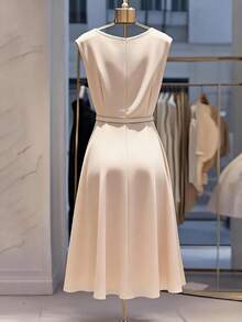 GlowEve CURVE Đầm xếp ly dáng ôm, màu trơn, chất liệu dệt kim, dành cho nữ, cỡ lớn. - Màu xanh lam - Xem 2