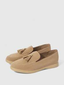 Sleekvia Casual Versatile Commuting Fringe Decor Flat Loafers - Apricot - View 10