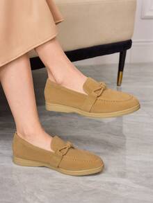 Sleekvia Casual Versatile Commuting Fringe Decor Flat Loafers - Camel - View 4