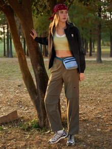 In My Nature Women's Casual Zip-Up Drawstring Hooded Windproof Waterproof Outdoor Jacket - Black - View 5