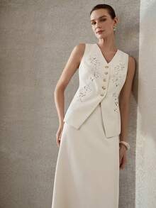 MOTF PREMIUM WOMEN'S HEAVY LASER CUTOUT EMBROIDERED SET - Apricot - View 7