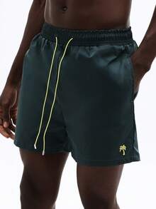 SUMWON Regular Men's Swim Trunks Beach Shorts With Drawstring Elastic Waist Side Pockets Palm Tree Logo Summer Vacation - Green - View 5