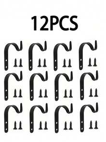 Bộ 3/6/9/12 móc treo tường bằng sắt mộc mạc, giá treo cây hình chữ S uốn cong nhỏ, móc treo cây trang trí bằng gang, hoàn hảo để treo cây, đèn, tác phẩm nghệ thuật và nhiều hơn nữa, trang trí nhà cửa theo phong cách cổ điển trong nhà và ngoài trời - Bao gồm ốc vít - Nhiều màu - Xem 11