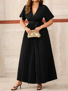 Roveilla 大码纯色休闲简约褶皱基础款连体裤