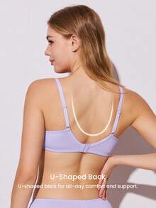 LUVLETTE Woman Full Coverage Lingerie Lounge Curve Support & Breathable Purple Underwire Sexy Unlined Minimizer Lace Elegance Bra Bridal Intimates