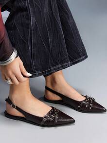 CUCCOO GRLICON Women's Fashion Versatile Pointed Toe Flats Valentine's Day - dark brown - View 6