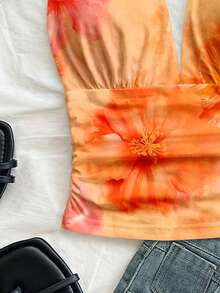 Soleia Women's Comfortable Ruched Tie Neck Camisole, Suitable For Spring/Summer Spring - Multicolor - View 4