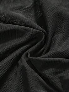 ROMWE Avant Spring/Summer Sexy Asymmetric Sheer Bandeau Top For Women - Black - View 4