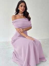 Firerie Vestido elegante, minimalista y romántico para mujer, con hombros descubiertos, cintura alta y falda tipo paraguas, adecuado para vacaciones, ir al trabajo o citas, color gris