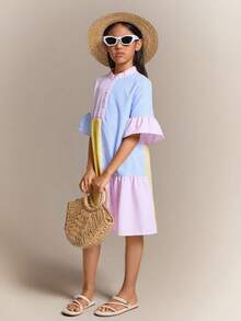 Radiana 青少年女孩度假休闲梭织拼布衬衫裙 - 彩色 - 查看 7